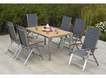 Garten-Essgruppe MERXX "Ferrara", grau (silber, grau, natur), Polyester, Edelstahl, Massivholz, Polyester, Sitzmöbel-Sets, Garten-Essgruppe