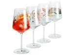 Ritzenhoff Spritzerglas Sommerrausch, Türkis, Weiß, Beige, Roségold, Glas, 4-teilig, 544 ml, 20.3x26.6x19.4 cm, Made in Germany, Essen & Trinken, Gläser, Weingläser, Weißweingläser