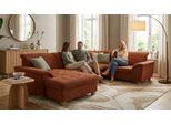 Wohnlandschaft OTTO HOME "Eggery 352 x 214 cm, auch mit Schlaffunktion & Bettkasten, Holzfüße", rost, B:352cm H:81cm T:214cm, 90% Polyester, 10% Nylon, Sofas, Wohnlandschaft, Kopfteile verstellbar, U-Form, aus Pet Friendly Cord