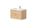 Waschtisch WELLTIME "Rustic", beige (bleached oak), B:80cm H:53,5cm T:46,5cm, Waschtische, Waschtisch, mit Soft-Close-Funktion, Breite 81,5 cm, Eichenfurnier
