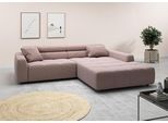 Ecksofa 3C CANDY "Denver auch mit Cord- und Easy care-Bezug, Kopfteilverstellung L-Form", rosa, B:258cm H:68cm T:217cm, 88% Polyester, 12% Polyacryl, Sofas, Ecksofa, wahlweise. mit motorischer Sitztiefenverstellung