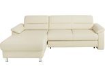 Ecksofa SIT & MORE "Ascara L-Form, B: 251 cm, Boxspring & Federkern", beige (creme), B:251cm H:85cm T:165cm, NaturLEDER (echtes Rindsleder), Korpus in Kunstleder SOFTLUX;Luxus-Microfaser (100% Polyester);Softlux-Kunstleder;Primabelle-Microfaser (100% Polyester), Sofas, Ecksofa, mit Schlaffunktion, frei stellbar, Komfortsitz