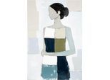 Leinwandbild GILDE "Bild rechteckig Janina blau", farbe bild(er): blau, B:60,5cm H:90cm T:3,5cm, Poly-Leinwand, Bilder, Leinwandbild, Porträt abstraktes Gesicht moderne Kunst Galerie-Stil Malerei