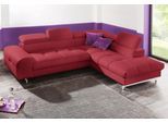 Ecksofa COTTA "Chef bequem, tolle Verarbeitungsdetails, Breite 262cm, L-Form", rot, B:257cm H:72cm T:206cm, Luxus-Microfaser (100% Polyester);Kunstleder Softlux;Leder Advantage (abgedecktes Spalt-Rindsleder), Rückseite mit schwarzem Spannstoff bezogen;NaturLEDER (echtes Rindsleder), Rückseite mit schwarzem Spannstoff bezogen, Sofas, Ecksofa, mit Kopfteilverstellung, edle Metallkufen, optional Schl
