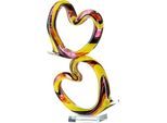 Skulptur GILDE "Skulptur Herz Corazòn", bunt (gelb, lila, rot), B:22cm H:40cm T:10cm, Glas, Dekofiguren, Skulptur