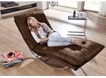 Relaxliege W.SCHILLIG "daily dreams", braun (chocolate s37), B:75cm H:85cm T:169cm, Stoff S37 (100% Polyester), Sofas, Relaxliege, in Waffelkissen-Optik, Schaukelgestell Chrom glänzend, in 2 Breiten