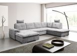 Wohnlandschaft WERK2 "Arena 339 x 220 cm modern und bequem", grau, B:339cm H:102cm T:220cm, 100% Polyester, Sofas, Wohnlandschaft, U-Form, XXL, Schlaffunktion, Bettkasten