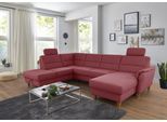 Wohnlandschaft HOME AFFAIRE "Palmera U-Form, B: 308 cm, große Stoff + Leder Auswahl", lila (chianti), B:308cm H:89cm T:212cm, 100% Polyester;Struktur (100% Polyester);Luxus-Microfaser in Lederoptik (100% Polyester), Sofas, Wohnlandschaft, mit Schlaffunktion & Bettkasten, Federkern, XXL-Wohnlandschaft