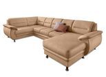 Wohnlandschaft SIT & MORE "Mailand U-Form, B: 312 cm, XXL-Couch mit Komfortpolsterung", braun (café), B:312cm H:85cm T:179cm, NaturLEDER (echtes Rindleder)/Korpus passendes Kunstleder Softlux;Luxus-Microfaser Altara Nubuck (100% Polyester);Kunstleder Softlux;Luxus-Kunstleder, Sofas, Wohnlandschaft, optional Schlaffunktion, Liegefl. 122x247 cm, diverse Lederqualitäten