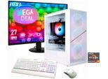 GAMEMAX Gaming-PC-Komplettsystem "MegaDeal AERIS MW 2855 AMD Ryzen 7 5700X 16GB 1TB SSD RTX 5060", Energieeffizienz: D, weiß, Microsoft Windows 11 Home (64 Bit), 16 GB RAM 1.000 GB SSD, Computer_Komplettsysteme, Windows 11 + MSI PRO MP272L LCD-Monitor, 68,6cm (27"), Gaming-PC-Komplettsystem