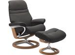 Relaxsessel STRESSLESS "Sunrise", grau (rock paloma), B:79cm H:103cm T:73cm, Leder BATICK: BATICK ist ein leicht korrigiertes, durchgefärbtes und genarbtes Möbelleder, bei dem die meisten Unebenheiten und Spuren in der Regel entfernt wurden.;Leder PALOMA: PALOMA ist ein durchgefärbtes Semianilin-Möbelleder mit natürlicher Narbung.;ROHLEDER Stoff Q2 FARON: Ein fester zuverlässiger Bouclé mit einem