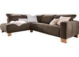 Ecksofa HOME AFFAIRE "Hörnum bequemes Wohlfühlsofa, Federkern, Breite 281cm, L-Form", braun (dunkelbraun), B:281cm H:85cm T:220cm, Korpus/Basismaterial: 85% Polyester, 15% Viskose. Sitzfläche: 85% Polyester, 15% Viskose, Sofas, Ecksofa, wahlweise mit motorischer Relaxfunktion, mit verstellbarer Kopfstütze
