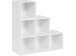 Woltu Regal, Weiß, Holzwerkstoff, 6 Fächer, Rechteckig, 90x90x30 cm, Wohnzimmer, Regale, Bücherregale