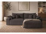 Ecksofa OTTO HOME "Amici L-Form, B: 302 cm, Mega-Sofa in Boucle und Cord", dunkelbraun, B:302cm T:186cm, 100% Polyester, Sofas, Ecksofa, Couch mit Federkern & 6 Zierkissen, frei stellbar