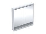 Geberit One Spiegelschrank 505823002 90 x 90 x 15cm, weiß/Aluminium pulverbeschichtet, mit Nische und ComfortLight, 2 Türen
