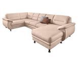 Wohnlandschaft SIT & MORE "Mailand U-Form, B: 312 cm, XXL-Couch mit Komfortpolsterung", beige (natur), B:312cm H:85cm T:179cm, NaturLEDER (echtes Rindleder)/Korpus passendes Kunstleder Softlux;Luxus-Microfaser Altara Nubuck (100% Polyester);Kunstleder Softlux;Luxus-Kunstleder, Sofas, Wohnlandschaft, mit Schlaffunktion, Liegefl. 122x247 cm, diverse Lederqualitäten