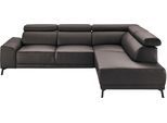 Ecksofa 3C CANDY "Greve modern und bequem, inkl. manueller Kopfteilverstellung, L-Form", braun, B:249cm H:79cm T:209cm, 100% Leder, Sofas, Ecksofa, wahlweise mit motorischem Sitzvorzug
