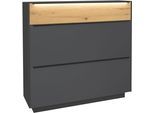 Schuhschrank MÄUSBACHER "Nova Garderobe", grau (anthrazit matt lack nb, glas anthrazit glanz), B:107cm H:110cm T:32cm, Schränke, Schuhschrank, inkl. Metallschuhkörbe und Griffbeleuchtung BHT 107 x 110 x 32 cm