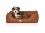 Knuffelwuff Hundebett Henderson aus marmoriertem Kunstleder terracotta M-L