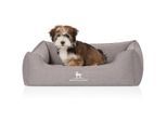 Knuffelwuff Orthopädisches Hundebett Leano aus Velours mit Handwebcharakter grau M-L