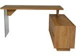 Eckschreibtisch JAHNKE "LUX C 160 E", kerneiche, klarglas, klarglas, kerneiche, B:160cm H:74cm T:136cm, Tische, Eckschreibtisch, Eckschreibtisch, wechselseitig montierbar, Glas, 2 Fächer+2Schubladen