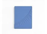 Spannbettlaken BELLANA "SleepStyle, aus 100% Baumwolle", blau (mittelblau), 1 Stk., Jersey, 180-200x200 20cm, Jersey, Obermaterial: 100% Baumwolle, Bettlaken, Spannbettlaken, formstabil und pflegeleicht, für Matratzen bis 20 cm Höhe