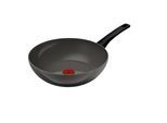 Wok TEFAL "Renewal", grau, B:29,8cm H:10,4cm L:47,6cm Ø:28cm, Pfannen, Wok, Keramikbeschichtung, 100% recycelter Aluminiumkörper, Thermo-Signal