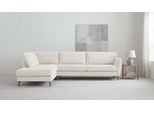 Ecksofa OTTO HOME "MARSEILLE 278/202 cm, L-Form, Ottom. rechts/links, verschiedene Bezüge", beige (natural), B:278cm H:88cm T:202cm, 100% Polyester, Sofas, Ecksofa, Massivholzbeine Eiche, Landhausstil, Wellenunterfederung