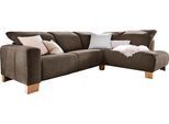 Ecksofa HOME AFFAIRE "Hörnum bequemes Wohlfühlsofa, Federkern, Breite 281cm, L-Form", braun (dunkelbraun), B:281cm H:85cm T:220cm, Korpus/Basismaterial: 85% Polyester, 15% Viskose. Sitzfläche: 85% Polyester, 15% Viskose, Sofas, Ecksofa, wahlweise mit motorischer Relaxfunktion, mit verstellbarer Kopfstütze