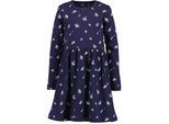 Jerseykleid BLUE SEVEN, Mädchen, Gr. 116, N-Gr, Langarm, Jersey, blau (nachtblau), Jersey, Obermaterial: 100% Baumwolle, bedruckt, Basic Midi, Rundhals, Kleider Jerseykleid, Baumwolle, allover bedruckt