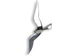 Wanddekoobjekt GILDE "Wandobjekt Vogel Flying Bird", silberfarben, B:14cm H:34cm T:2,5cm Ø:0cm, Aluminium, Wanddekoobjekte, Wanddekoobjekt, Kompaktes Format, poliertes Aluminium, Wanddeko