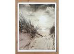 Bild mit Rahmen BÖNNINGHOFF "Wandbild gerahmt STRAND DÜNE 40x50 cm – Küsten Wanddeko maritim", gelb (farbe rahmen: artisan, farbe bild(er): ocker, beige, weiß, gelb), B:50cm H:40cm T:2,1cm, MDF, Papier, Bilder, Bild mit Rahmen, mit dekorativem Rahmen