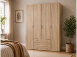 Kleiderschrank HOME AFFAIRE "Space Drehtürenschrank, Aufbewahrung Kasten Schrank Stauraum", braun (eiche), B:154cm H:200,4cm T:49,5cm, Holzwerkstoff, Schränke, Kleiderschrank, Breite 78, 115,8 oder 154 cm, mit je 3 Schubkästen, innen Einlegeböden