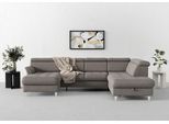 Wohnlandschaft SIT & MORE "Marano U-Form", grau (grau 38), B:304cm T:216cm, 100% Polyester, Sofas, Wohnlandschaft, inklusive Kopfteilverstellung, optional Schlaffunktion & Bettkasten