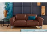 2-Sitzer W.SCHILLIG "montanaa edel und elegant, bequem, Federkernunterfederung", braun (tobacco z69), B:192cm H:78cm T:94cm, Sofas, 2-Sitzer, mit Metallkufen in Silber matt, Breite 192 cm