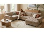 Wohnlandschaft OTTO HOME "Eggery 352 x 214 cm, auch mit Schlaffunktion & Bettkasten, Holzfüße", taupe, B:352cm H:81cm T:214cm, 90% Polyester, 10% Nylon, Sofas, Wohnlandschaft, Kopfteile verstellbar, U-Form, aus Pet Friendly Cord