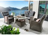 Garten-Essgruppe DESTINY "CASA Loungeset, Tisch 120x77x66cm, vintage grau", grau (dunkelgrau), Polyrattan, Sitzmöbel-Sets, Garten-Essgruppe, Aluminium, Polyrattan
