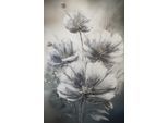 Bild BÖNNINGHOFF "Wandbild BLUMEN 78x118 cm – Leinwandbild Keilrahmen Deko modern", grau (farbe bild(er): grau, weiß, gold), B:78cm H:118cm T:1,8cm, Canvas, MDF, Bilder, Bild, auf Keilrahmen gespannt
