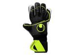 Torwarthandschuhe UHLSPORT "Torwarthandschuhe SUPERSOFT HN FLEX FRAME", Herren, Gr. 7.5, schwarz (schwarz, fluo gelb), Obermaterial: 40% Gummi rubber. 20% Acetat CA. 16% Polyester PES. 13% Polyurethan PU. 11% Nylon NY., Handschuhe Torwarthandschuhe