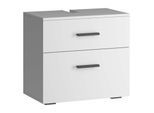 Waschbeckenunterschrank WELLTIME "Skara", weiß, B:60cm H:55cm T:35cm, Holzwerkstoff, Schränke, Waschbeckenunterschrank, mit Klappe und Schubkasten, schwarze Griffe, Breite 60 cm, Höhe 55 cm