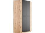 Eckkleiderschrank PRIESS "Barcelona Kleiderschrank Ecklösung Raumwunder", schwarz (astkernbuche, schwarz), B:95cm H:193cm T:95cm, Holzwerkstoff, Schränke, Eckkleiderschrank, in 2 Tiefen Schrank Eckschrank Garderobe