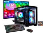 GAMEMAX Gaming-PC-Komplettsystem "MegaDeal HYPE-M BK 2864 AMD Ryzen 7 5700X 32GB 1TB SSD RTX 5060", Energieeffizienz: D, schwarz, Microsoft Windows 11 Home (64 Bit), 32 GB RAM 1.000 GB SSD, Computer_Komplettsysteme, Windows 11 + MSI PRO MP272L LCD-Monitor, 68,6cm (27"), Gaming-PC-Komplettsystem