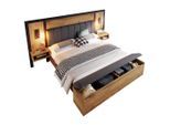 Komhtom Doppelbett, Wildeiche, Holz, Vintage, 160x200 cm, Schlafzimmer, Betten