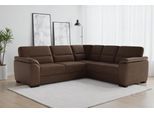 Ecksofa SIT & MORE "Montego L-Form, B: 256 cm, große Stoffauswahl, Komfortsitzhöhe 46 cm", braun (nuss), B:255cm H:88cm T:225cm, 100% Polyester, Sofas, Ecksofa, mit Schlaffunktion und Schubkasten mit Stauraum