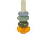Tischvase GILDE "Vase Stack mehrfarbig H. 40 cm", bunt (mehrfarbig), B:16cm H:40cm T:16cm Ø:16cm, Glas, Vasen, Tischvase, Dekovase, Glas, stapelbar, Blumenvase, platzsparend, modern