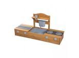 Sandkasten ROBA "Outdoor+ 2in1 Balkonsandkasten mit Matschküche", braun (teak), Sandkästen, Kinder, B/H/T: 116cm x 54cm x 37cm, Kunststoff, Massivholz, Sandkasten, B:116cm H:54cm T:37cm