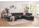 Wohnlandschaft HOME AFFAIRE "Avesa U-Form", grau (anthrazit), B:355cm H:80cm T:216cm, 100% Polyester, Sofas, Wohnlandschaft, Wahlweise mit Armteilverstellung und Bettfunktion, B/T/H: 355/216/80cm