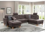 Wohnlandschaft HOME AFFAIRE "Palmera U-Form, B: 308 cm, große Stoff + Leder Auswahl", grau (anthrazit), B:308cm H:89cm T:212cm, 100% Polyester;Struktur (100% Polyester);Luxus-Microfaser in Lederoptik (100% Polyester), Sofas, Wohnlandschaft, mit Schlaffunktion, optional Bettkasten, Federkern, XXL-Wohnlandschaft