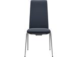 Polsterstuhl STRESSLESS "Laurel", blau (oxford blau paloma, chrom matt), B:57cm H:105cm T:60cm, Leder PALOMA: PALOMA ist ein durchgefärbtes Semianilin-Möbelleder mit natürlicher Narbung., Stühle, Polsterstuhl, High Back, Größe M, mit Beinen aus Stahl in Chrom matt