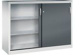 C + P Schiebetüren-Werkzeugschrank Acurado, B 1600 x T 500 x H 1200 mm, je Fachboden 110 kg, Stahl, lichtgrau/anthrazitgrau